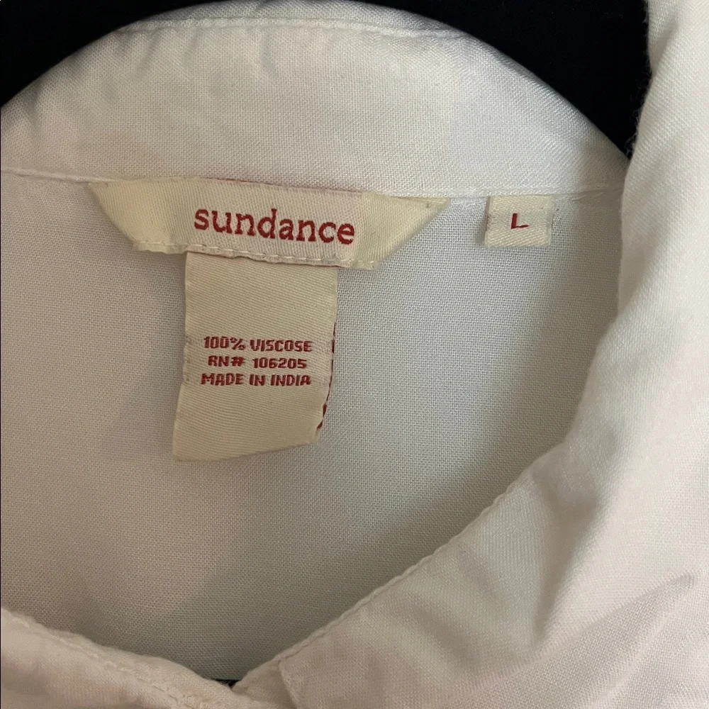 🏷 Sundance White Embroidered Button Down Shirt - Picture 3 of 7